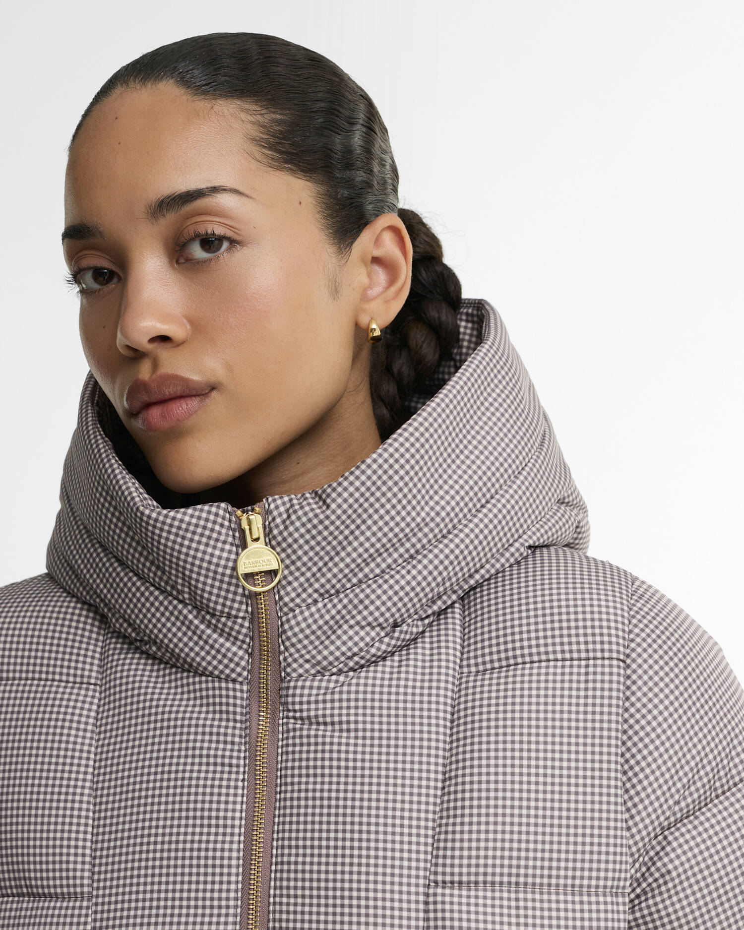 Printed Brantley Puffer Jacket Truffle Northumberland Check image number 3