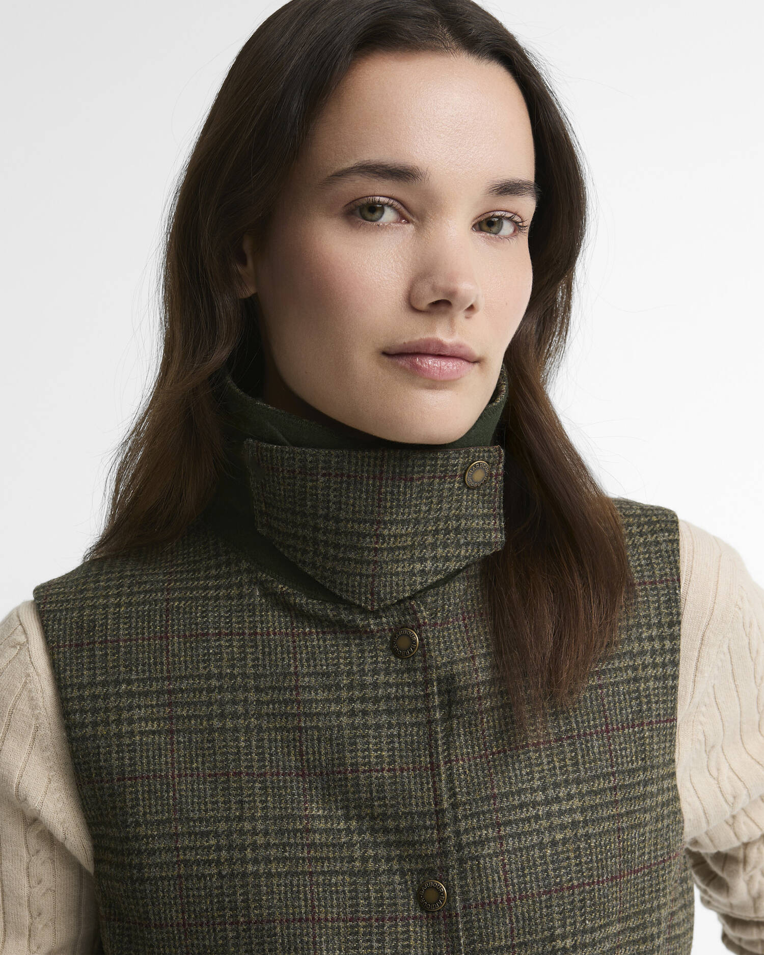 Joyce Wool Gilet Olive Price Of Wales Check image number 2