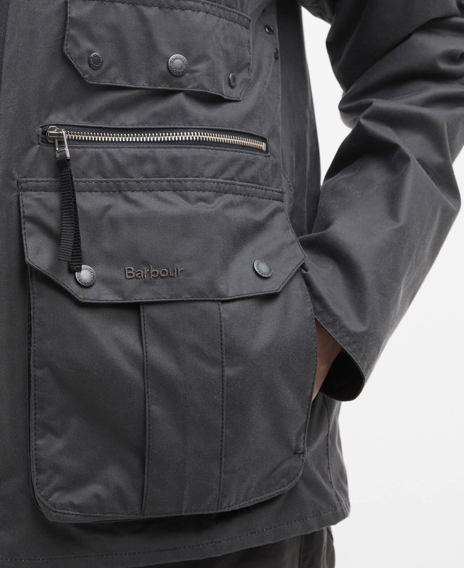 Re-Engineered Blackett Spey Waxed Jacket Asphalt image number 4