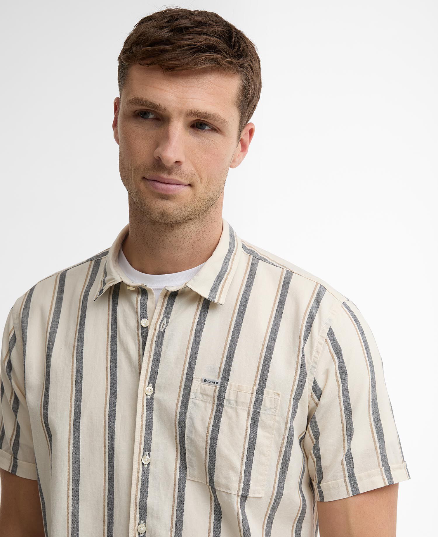 Barkend Striped Short-Sleeved Shirt Whisper White