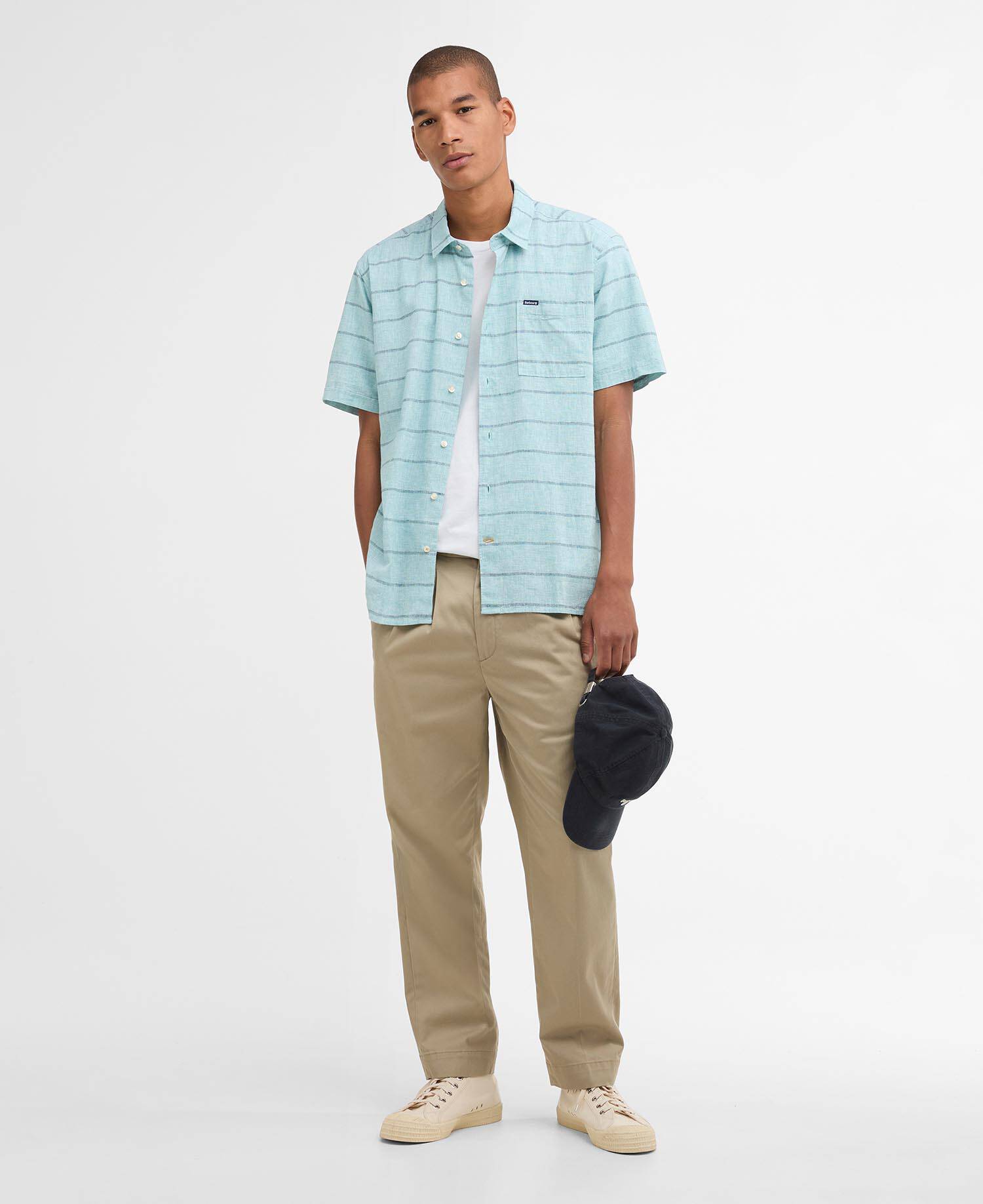 Faverdale Striped Short-Sleeved Shirt Light Teal image number 1