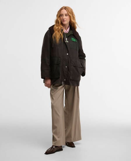 Barbour x GANNI Tartan Waxed Duffle Coat Classic Tartan/Fern