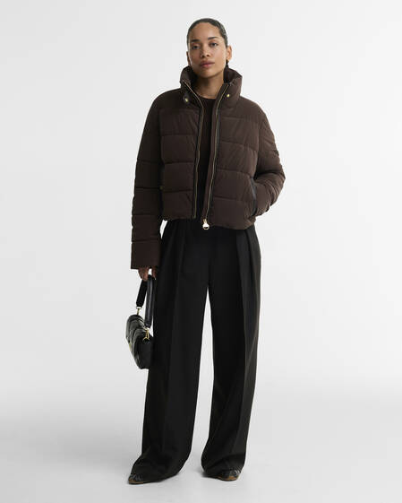 Halina Faux-Velvet Puffer Jacket Truffle