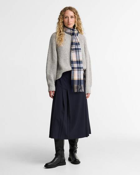 Vintage Winter Plaid Scarf Blush Pink/Navy