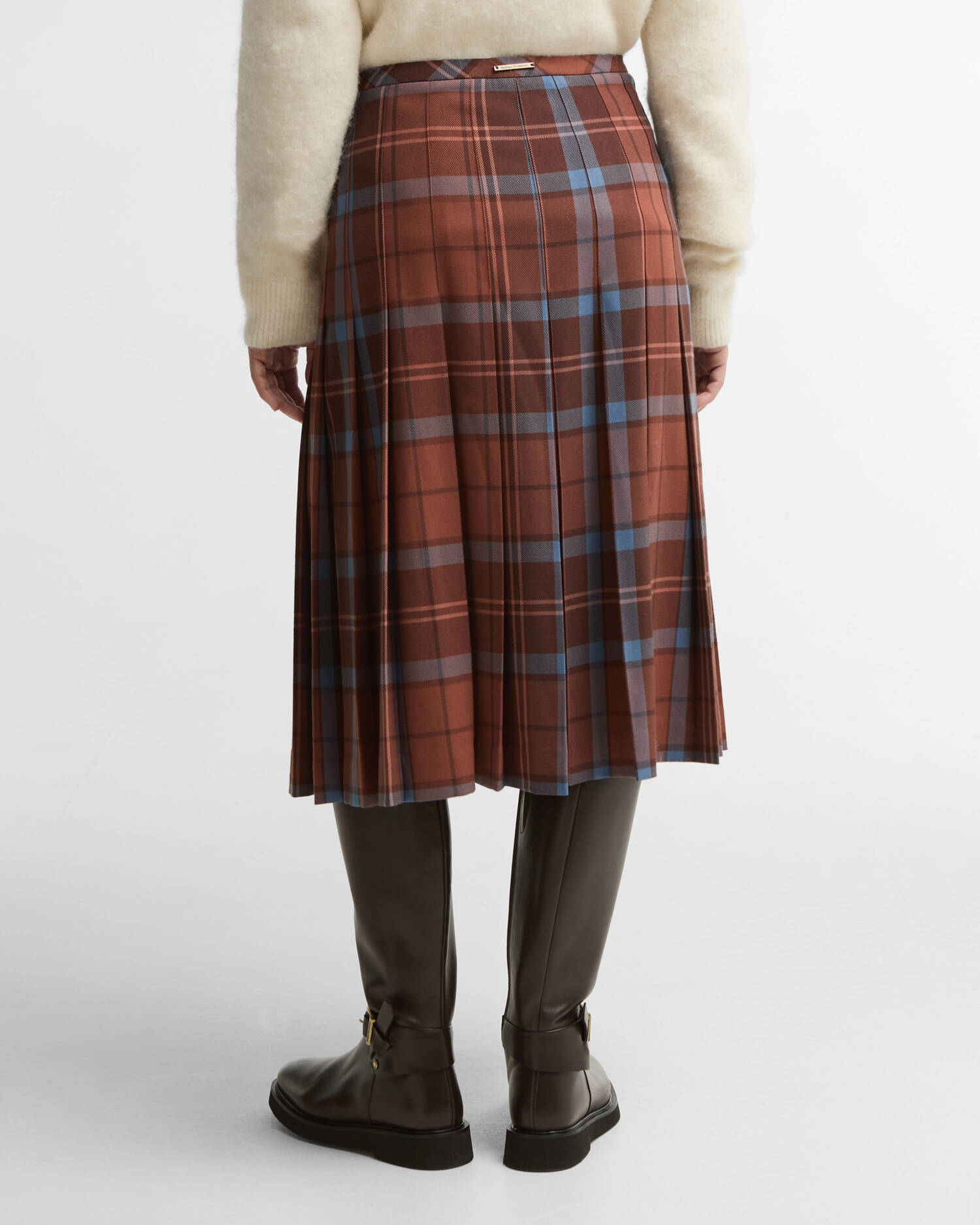Barbour FARM Rio Allamanda Tartan Pleated Midi Skirt Tropical Tea image number 2