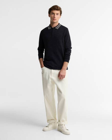 Newport Long-Sleeved Knitted Polo Shirt Black