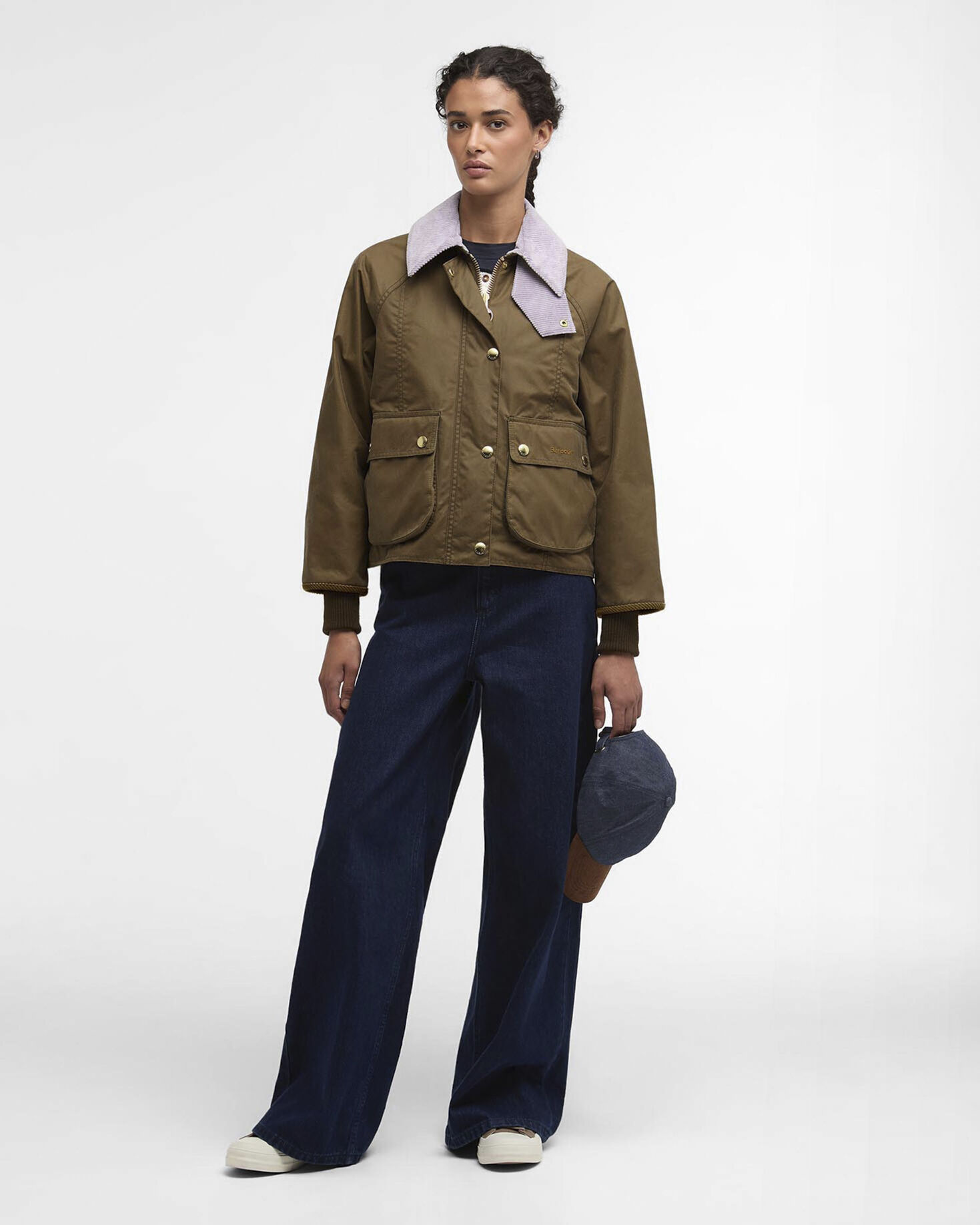 Cropped Beadnell Waxed Jacket Sand/Dress/Heather Mist