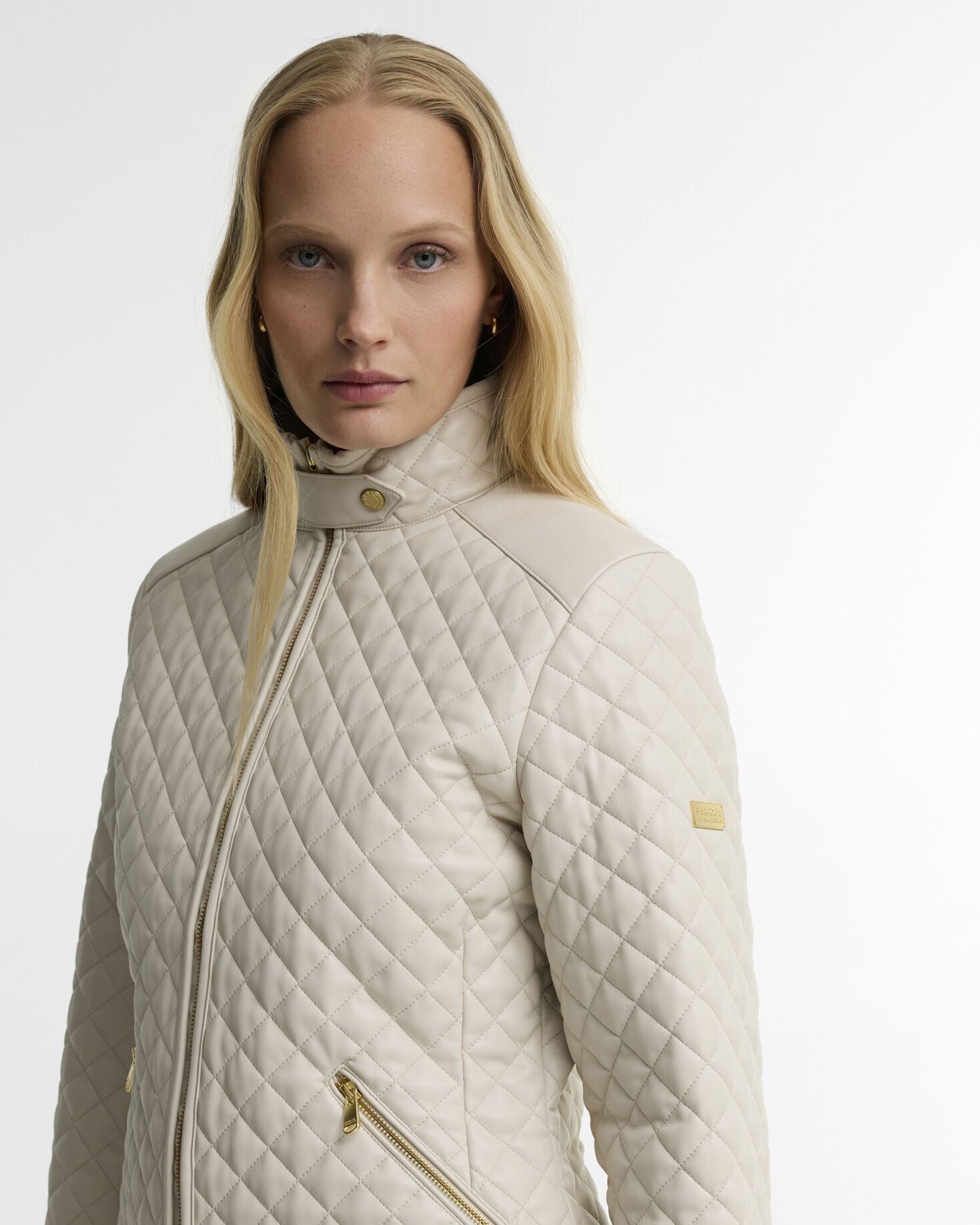 Binetto Faux-Leather Quilted Jacket Moonbeam