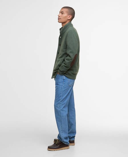 Essential Elbow-Patch Cardigan Olive