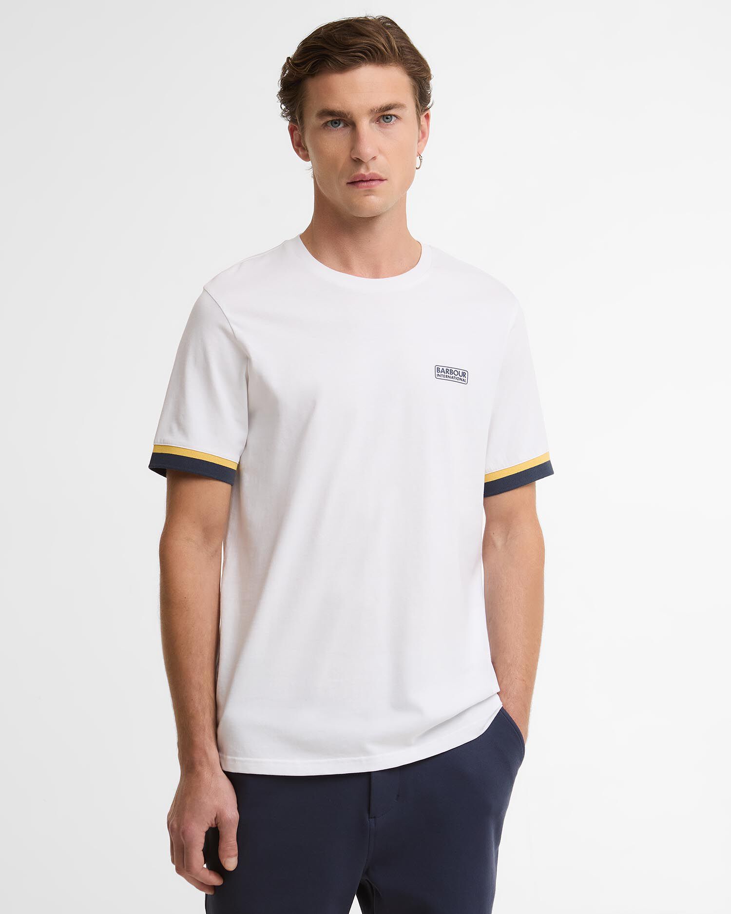Deep Cuff Evan Tipped T-Shirt White