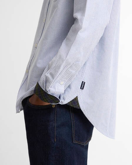Striped Authentic-Fit Long-Sleeved Shirt Blue