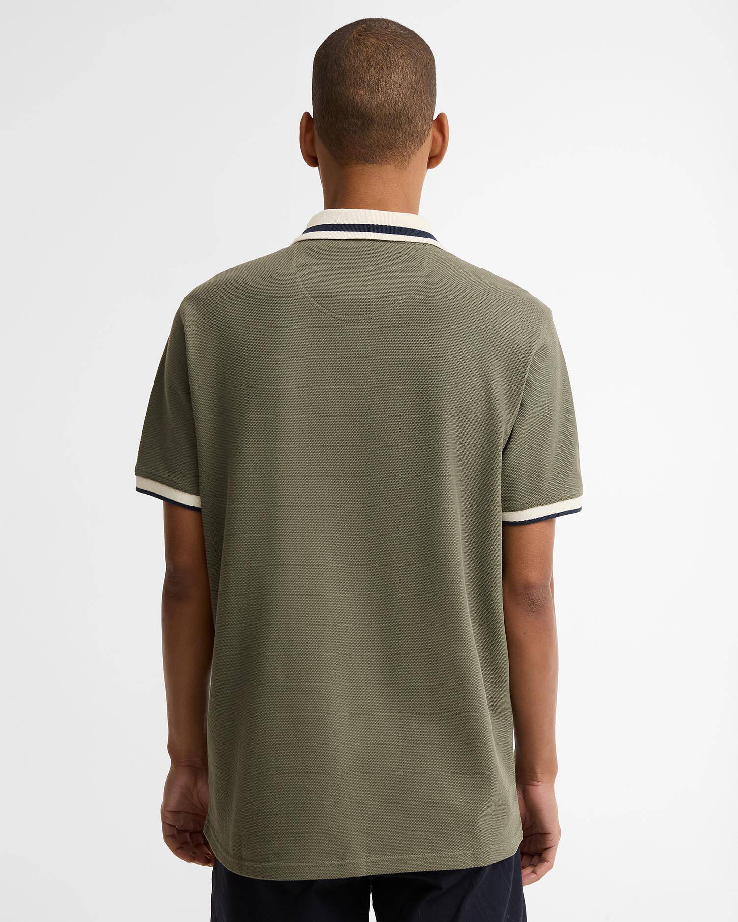 Anthorn Textured Tailored Polo Shirt Dusty Olive image number 2