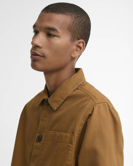 Barbour Overshirt Tartan Trimmed Washed Cinammon