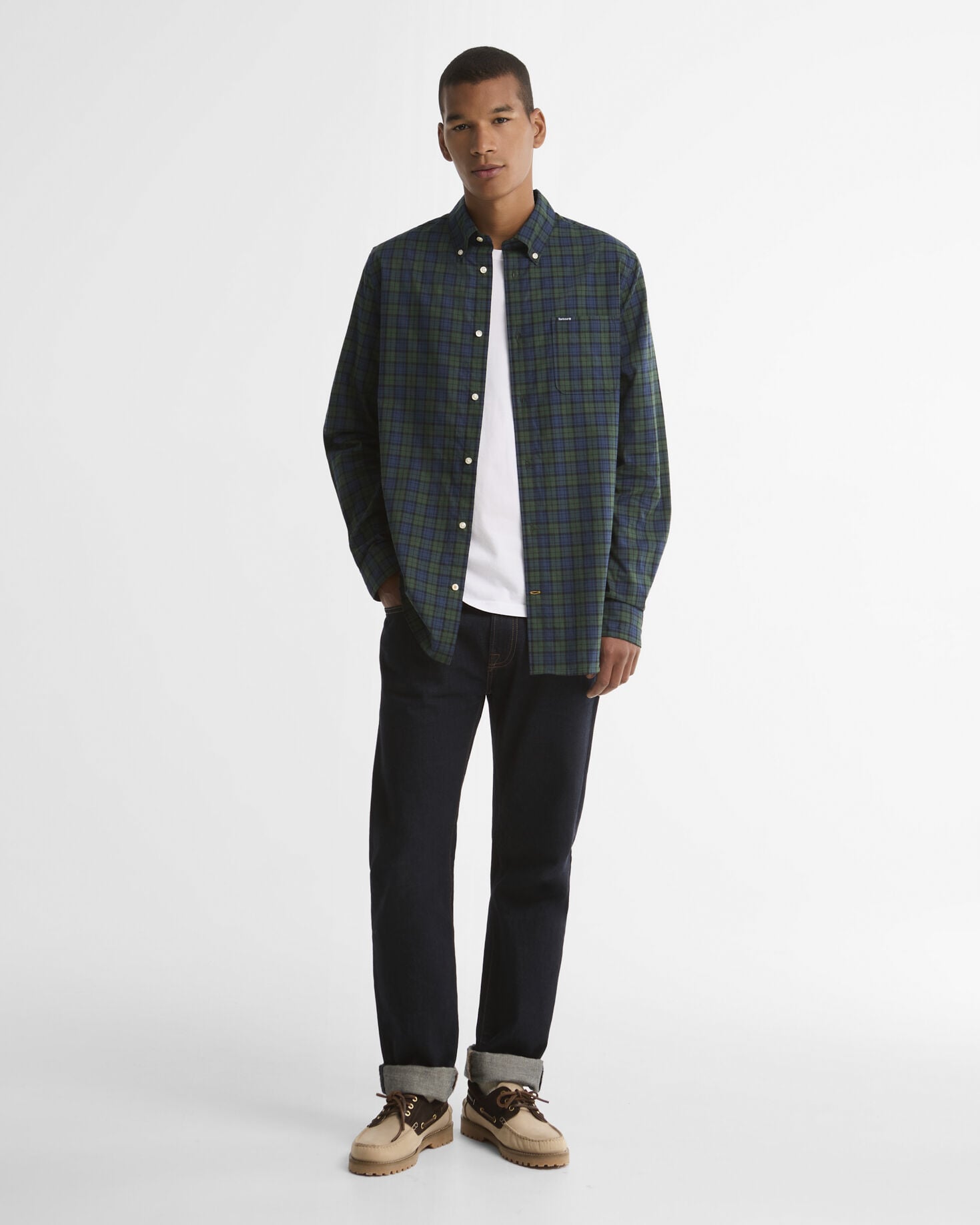 Windsor Tailored Checked Long-Sleeved Shirt Blue