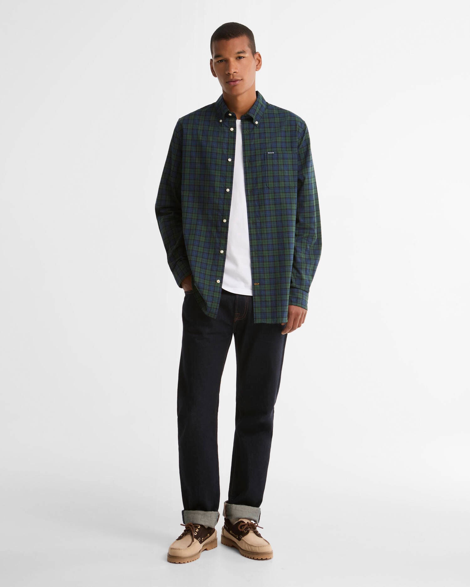 Windsor Tailored Checked Long-Sleeved Shirt Blue image number 1