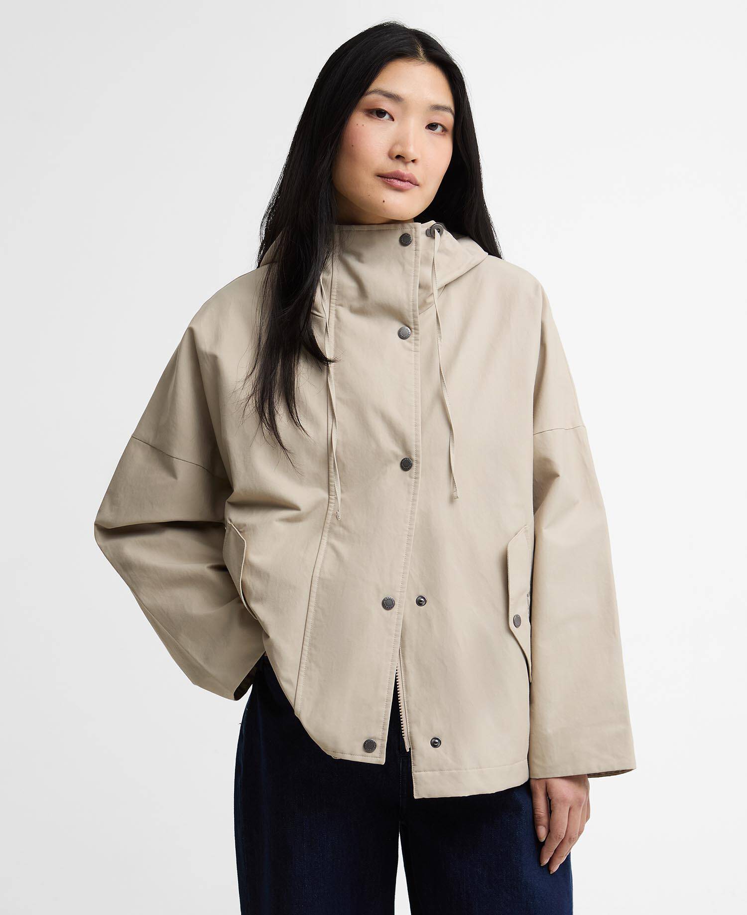 Jacke Kingswood Showerproof Light Sand/Navy Gingham image number 0
