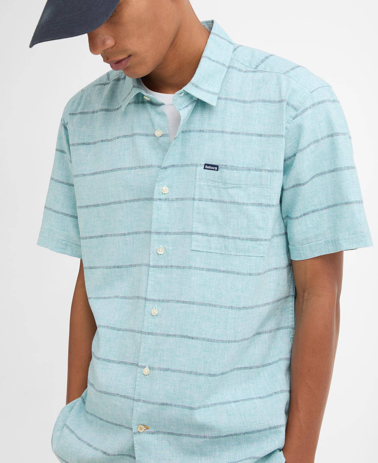Faverdale Striped Short-Sleeved Shirt Light Teal image number 3