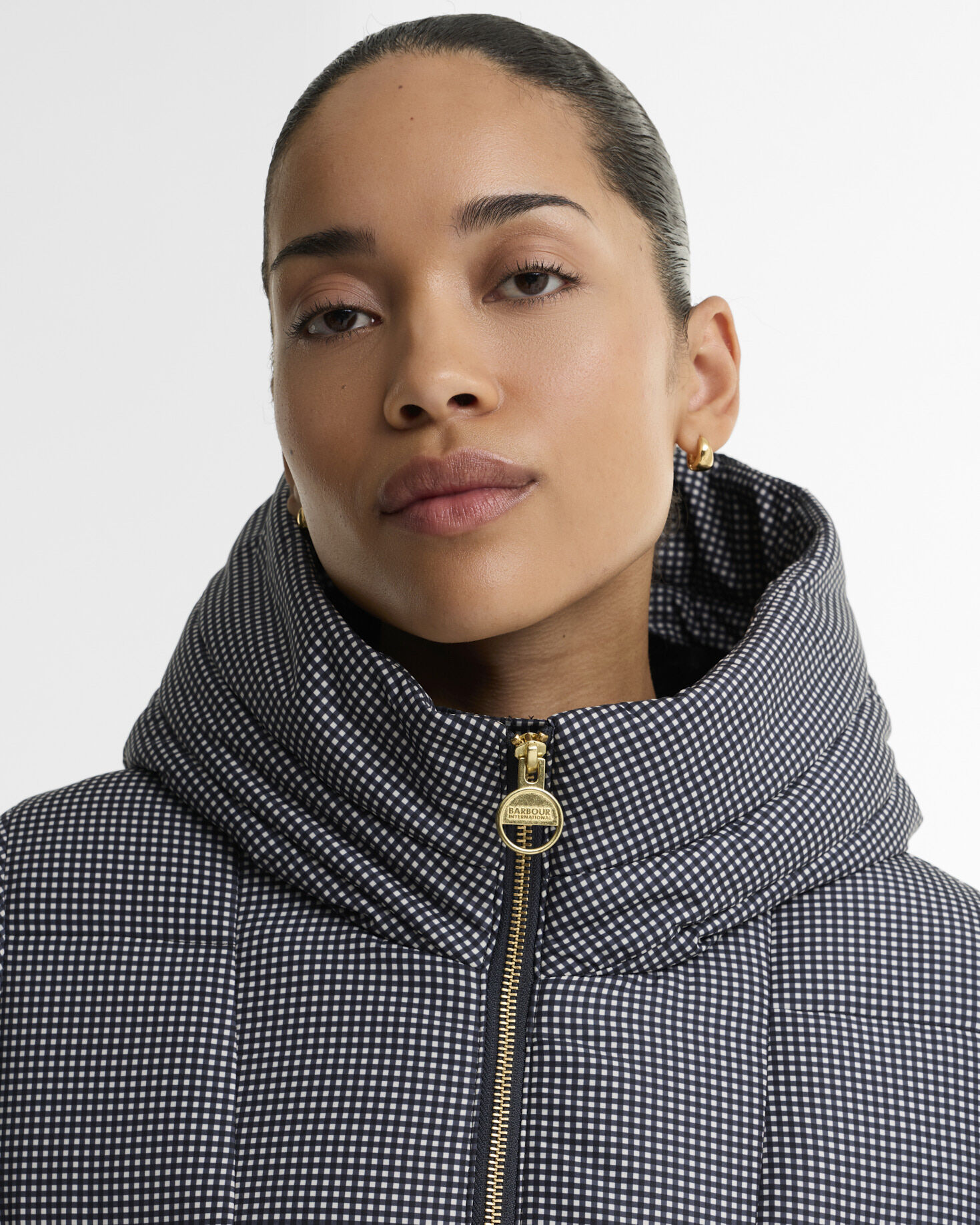 Printed Brantley Puffer Jacket Black Northumberland Check
