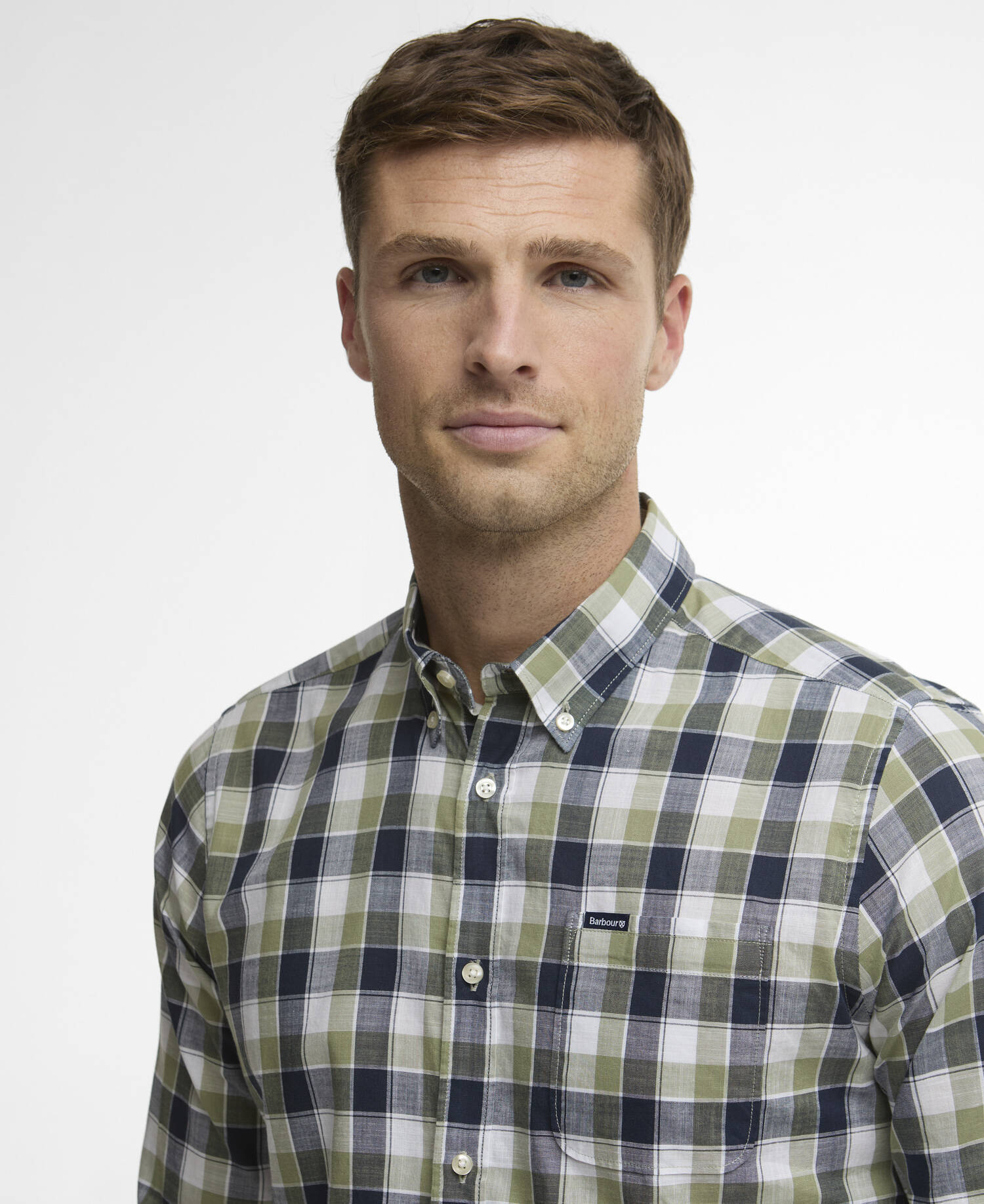 Harwood Gingham Long-Sleeved Tailored Shirt Olive image number 3