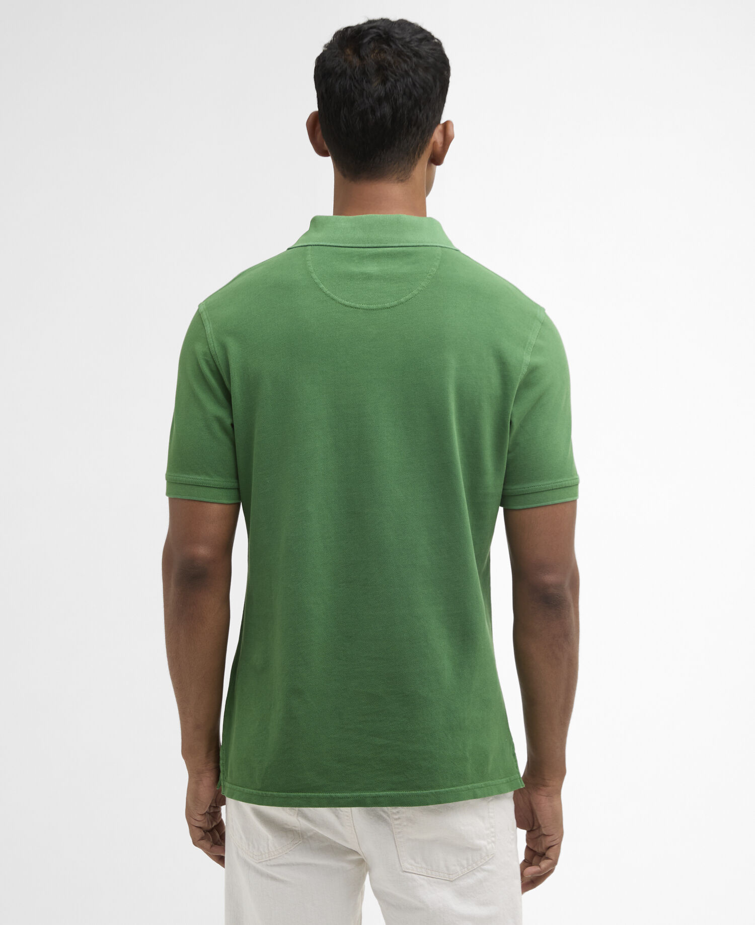 Washed Tartan Tailored Pique Polo Washed Green