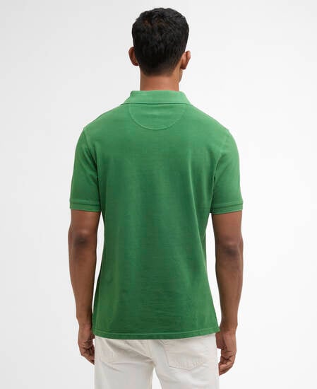 Washed Tartan Tailored Pique Polo Washed Green