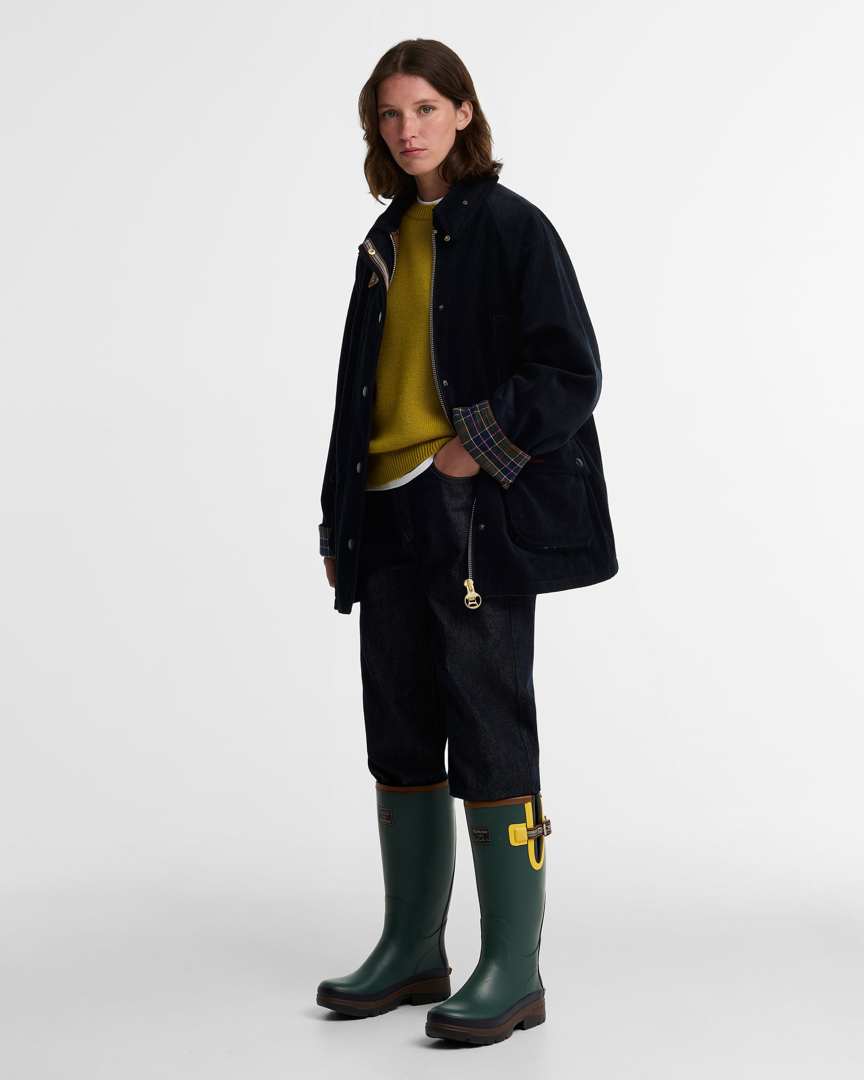 Stivali in gomma da donna Paul Smith Loves Barbour Bottle Green