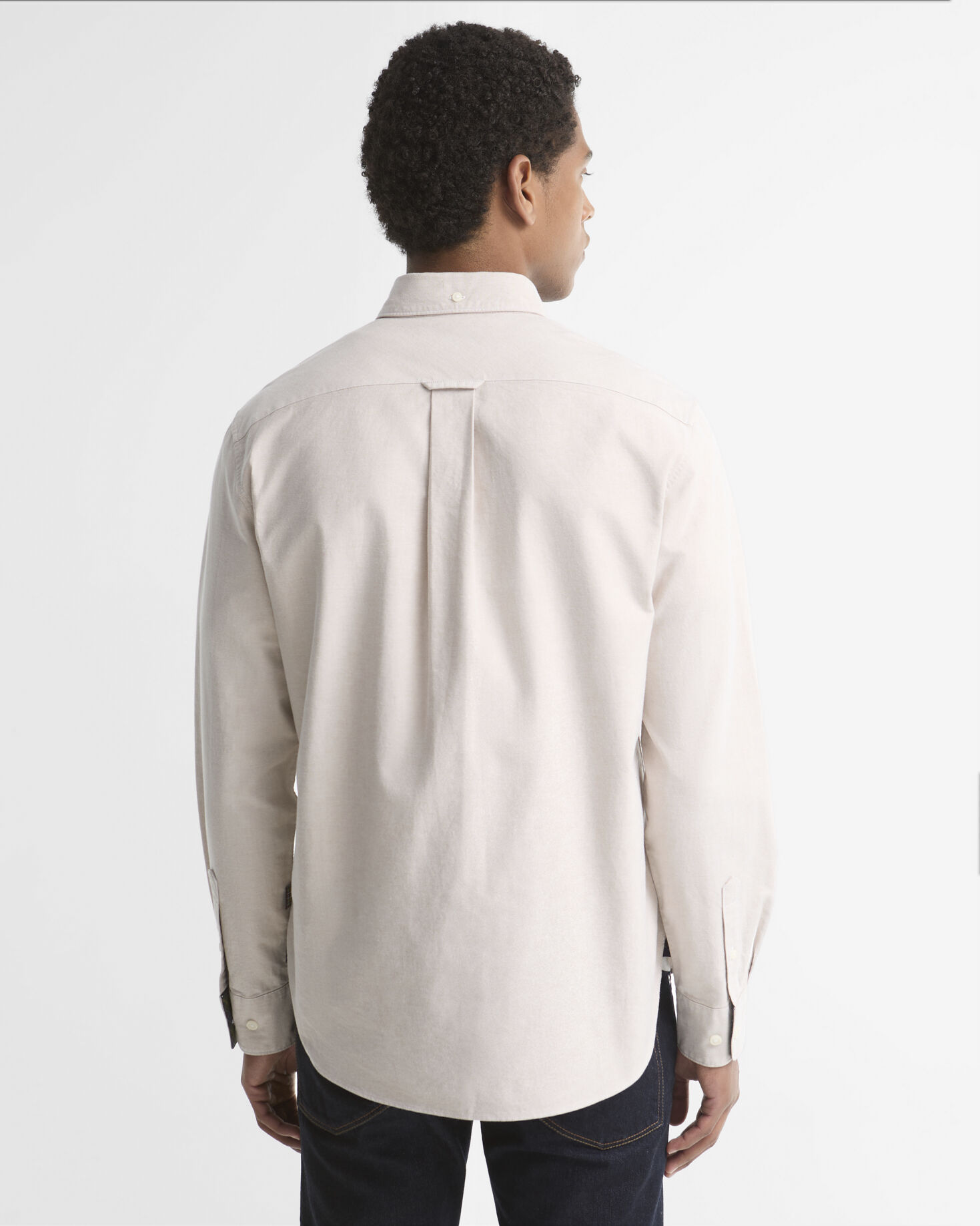 Oxford Striped Authentic-Fit Long-Sleeved Shirt Stone