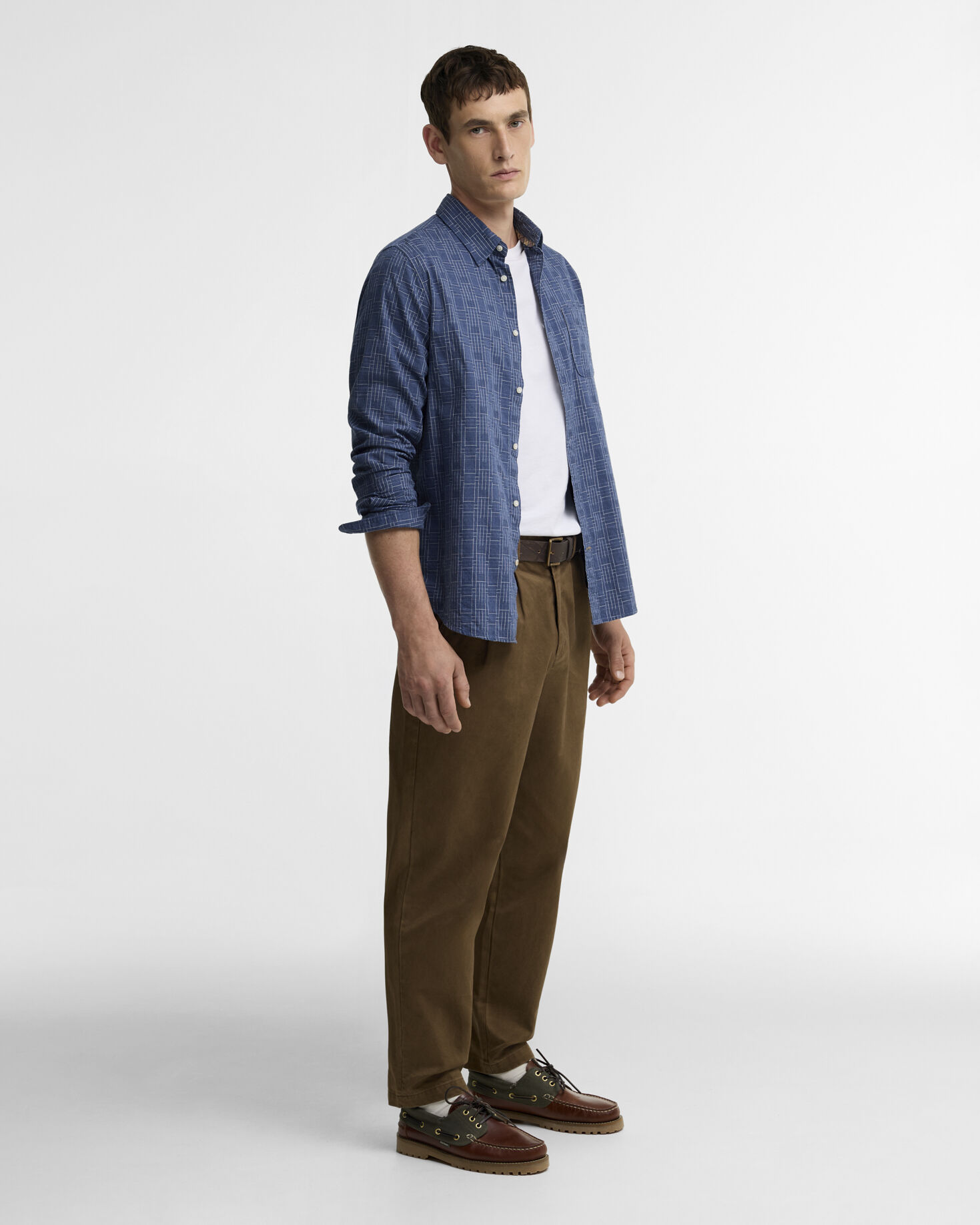 Lantern Tailored Check Long-Sleeved Shirt Navy