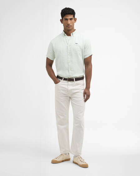 Leinen-Kurzarmhemd Linton Tailored Mint Blue
