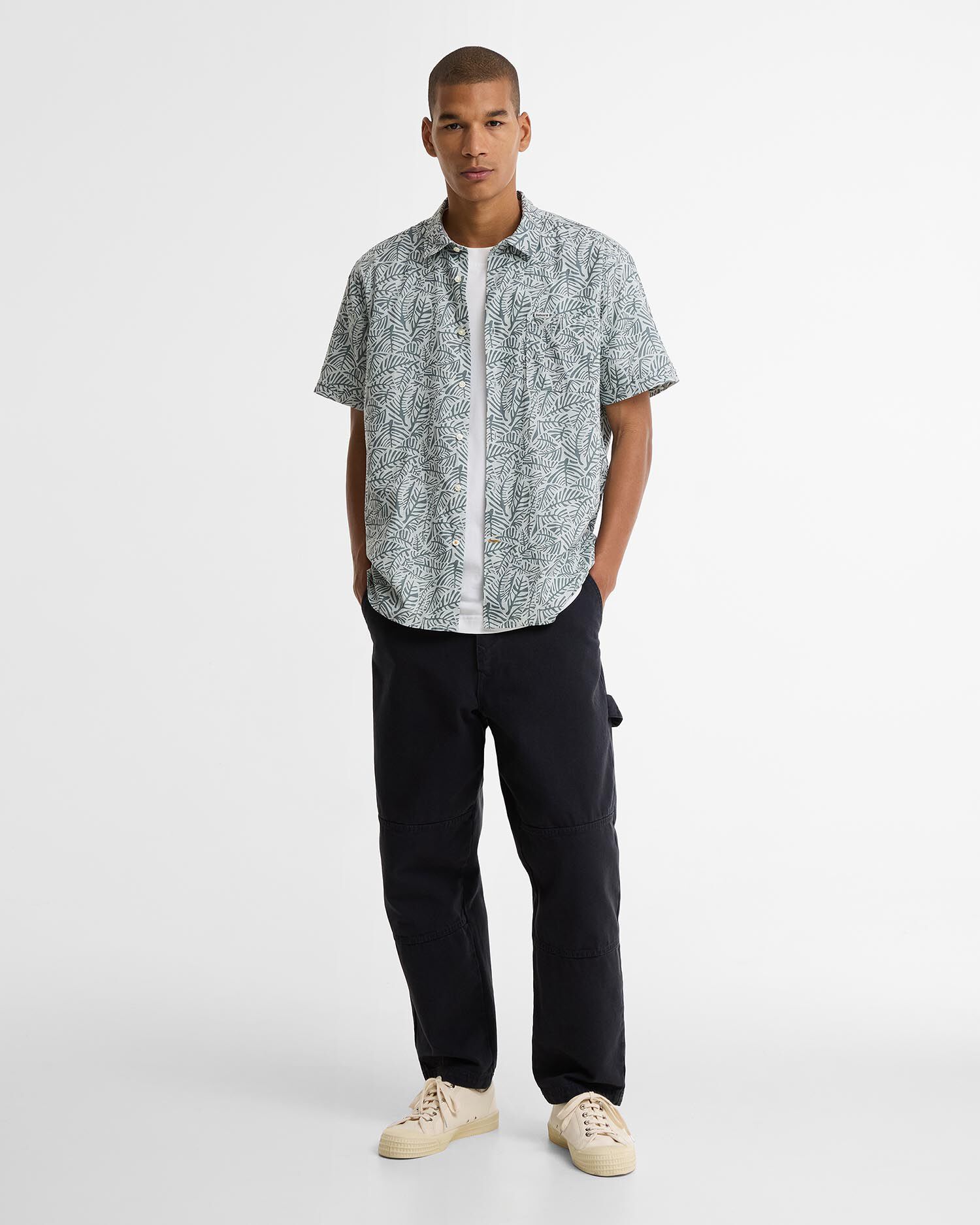 Camicia Dearham a maniche corte con stampa Dusty Slate