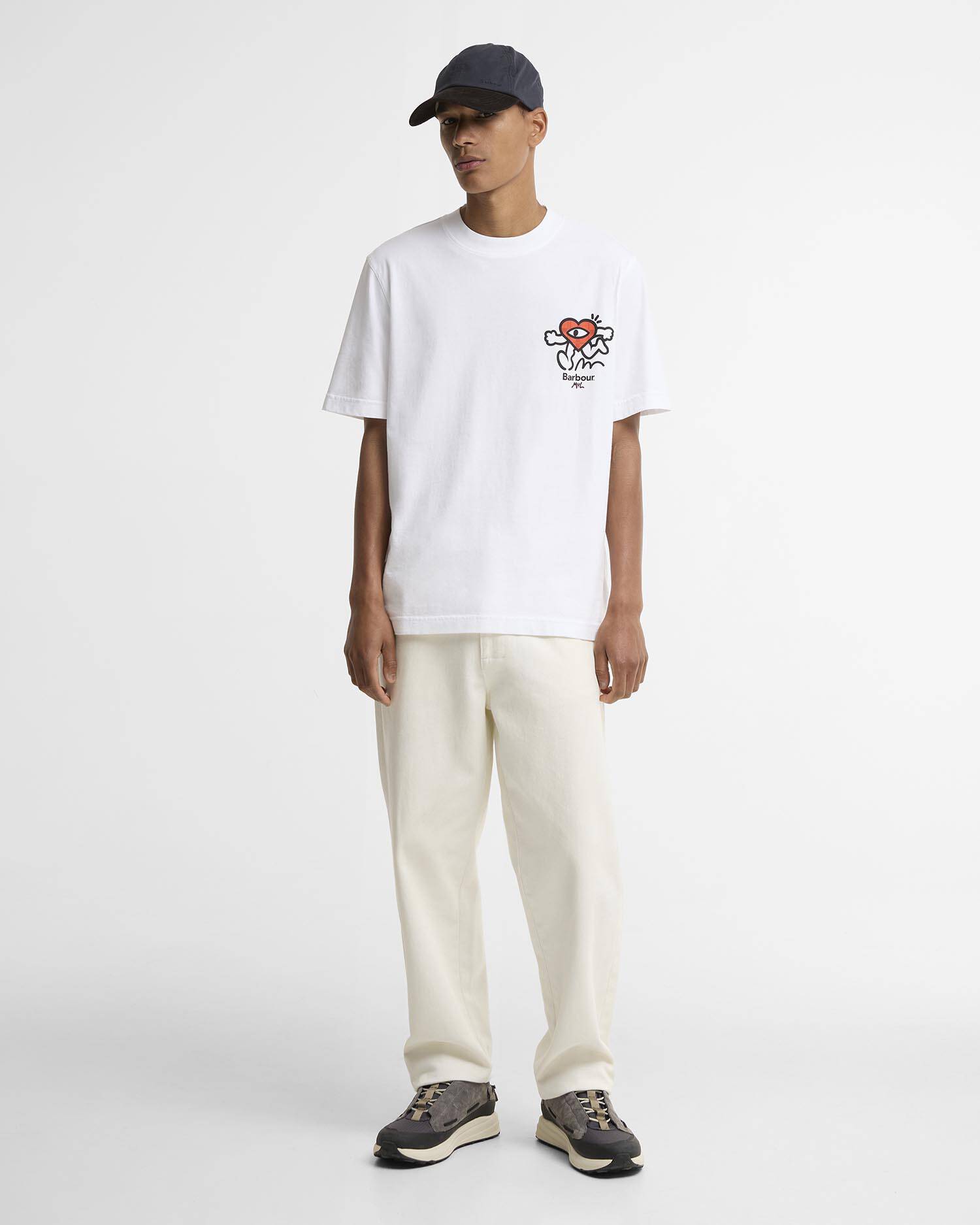 Barbour x Mul Camping Trip Relaxed T-Shirt White image number 1