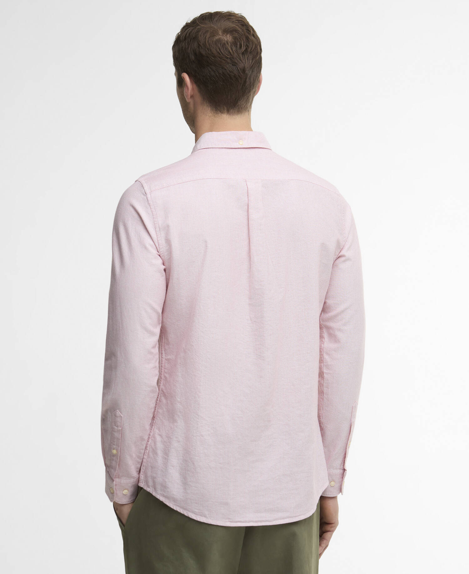 Striped Oxford Tailored Long-Sleeved Shirt Red image number 2