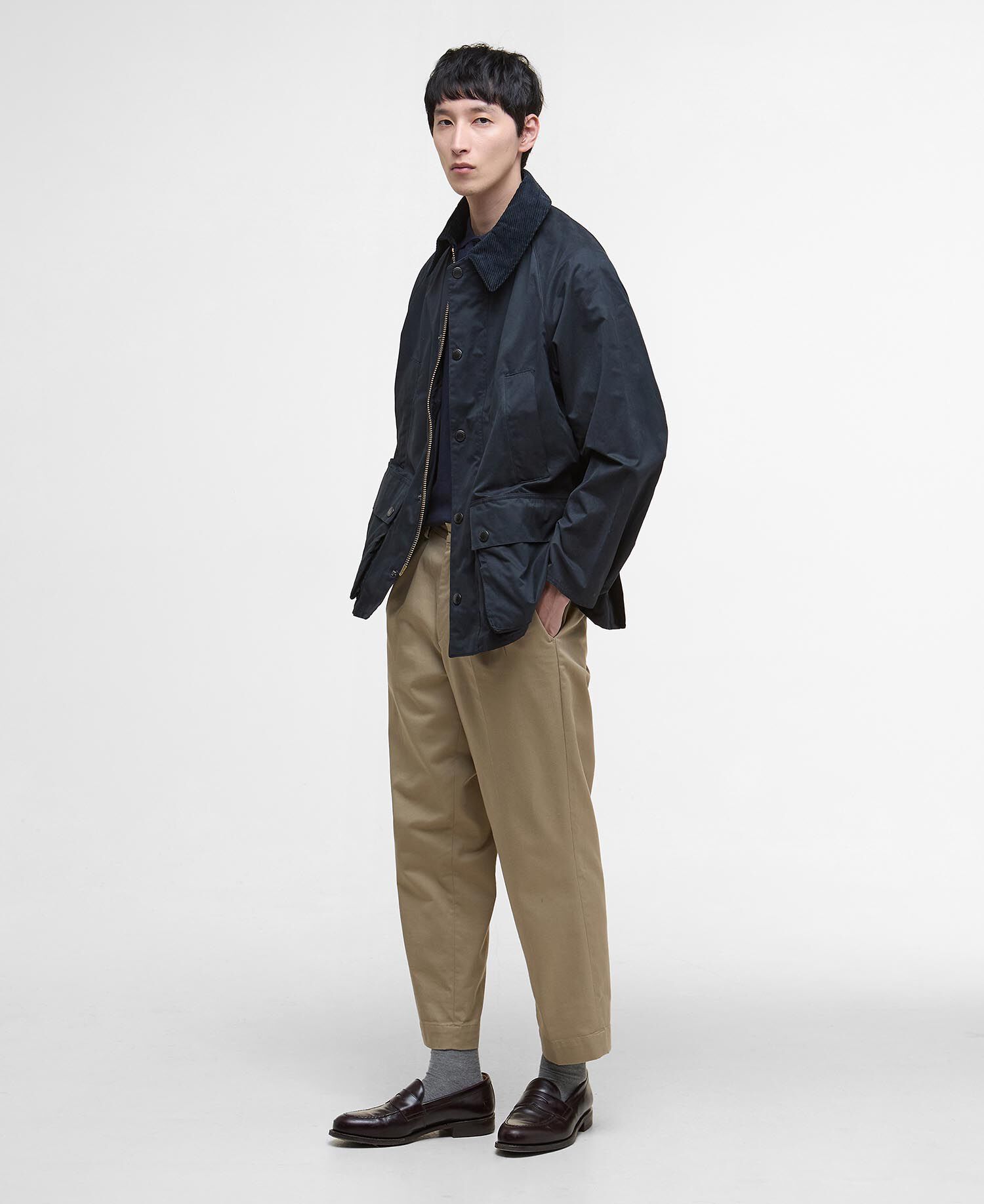 Peached Oversized Bedale Casual Jacket Classic Navy