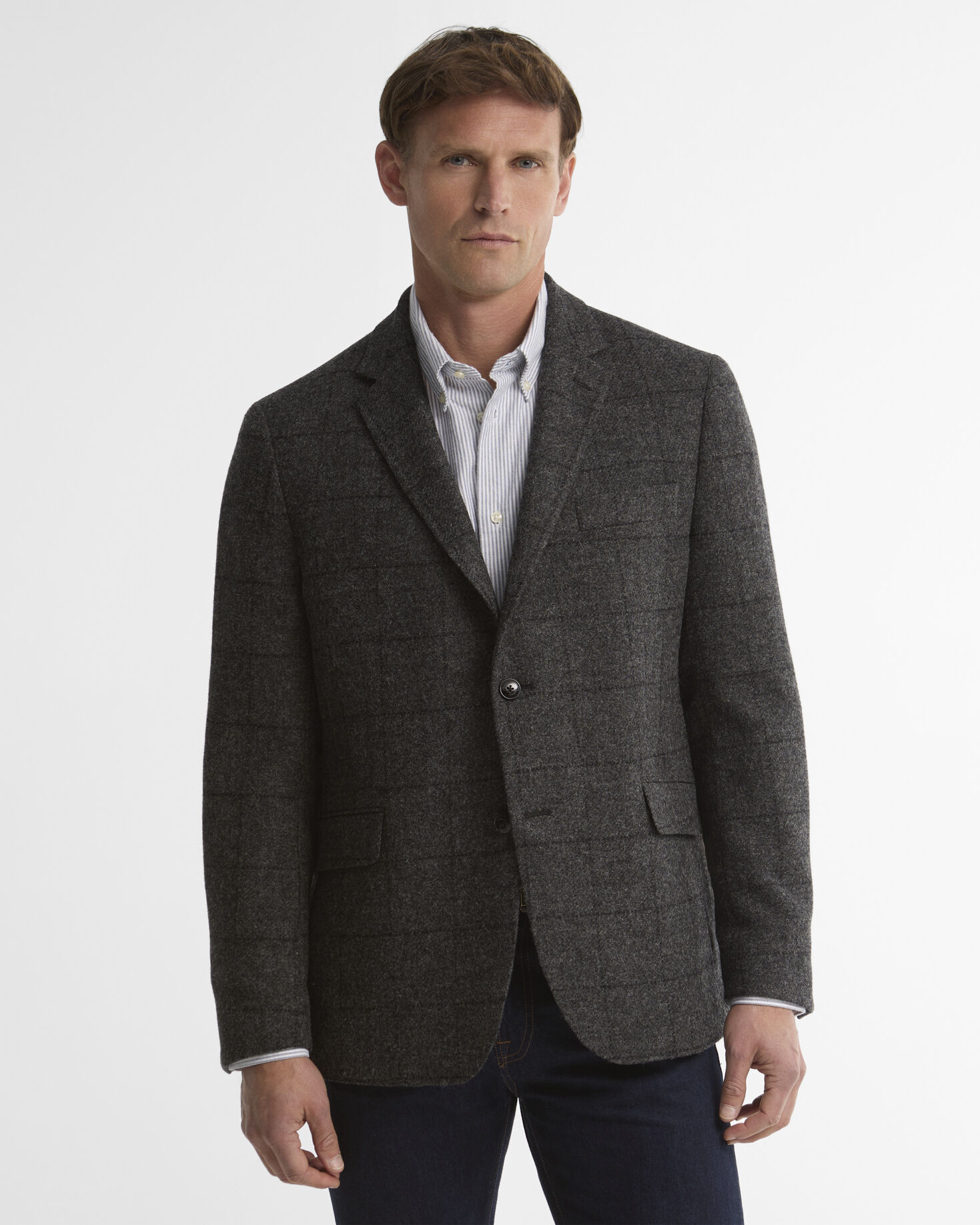Gosforth Moons Check Blazer Grey Marl