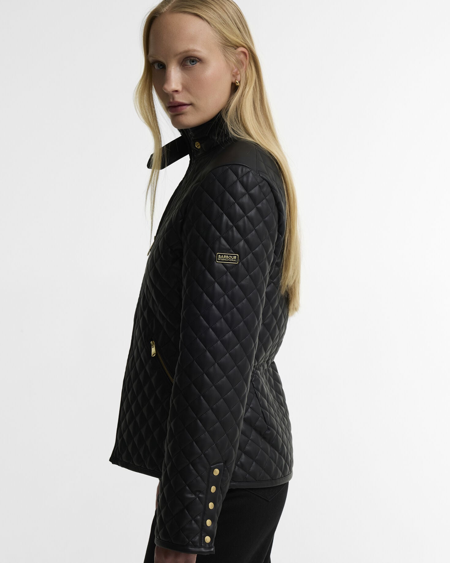 Binetto Faux-Leather Quilted Jacket Black