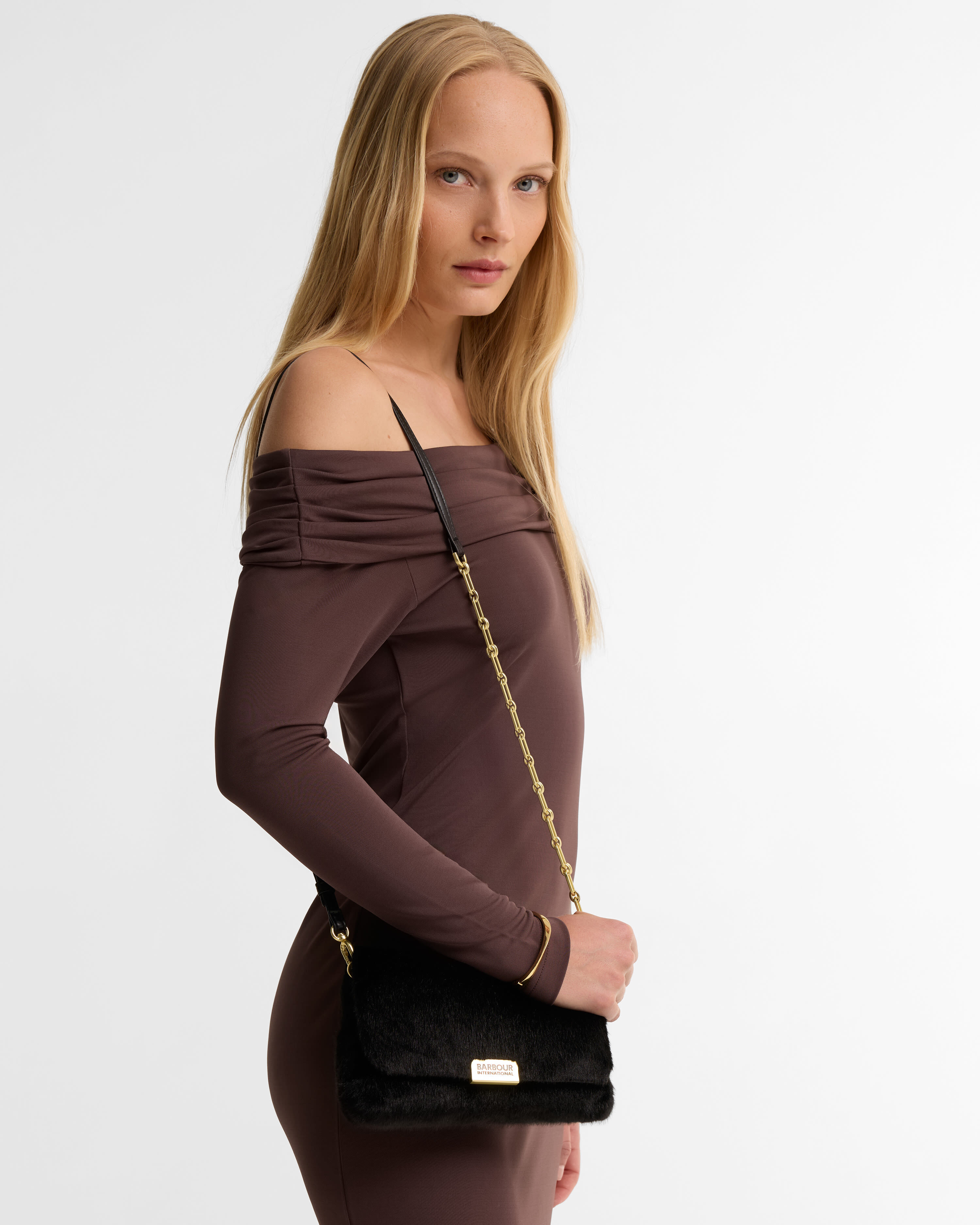 Faux-Fur Crossbody Bag Black