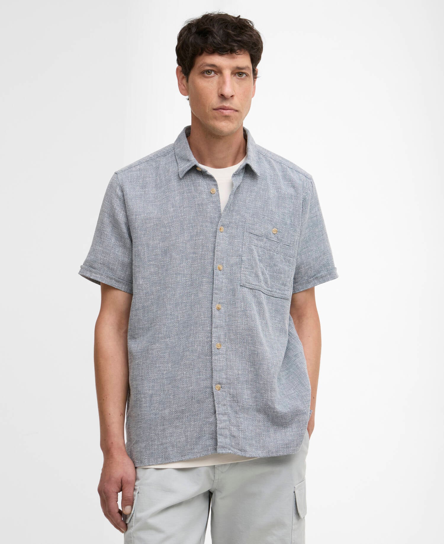 Firth Textured Short-Sleeved Relaxed Shirt Dusk Blue image number 0
