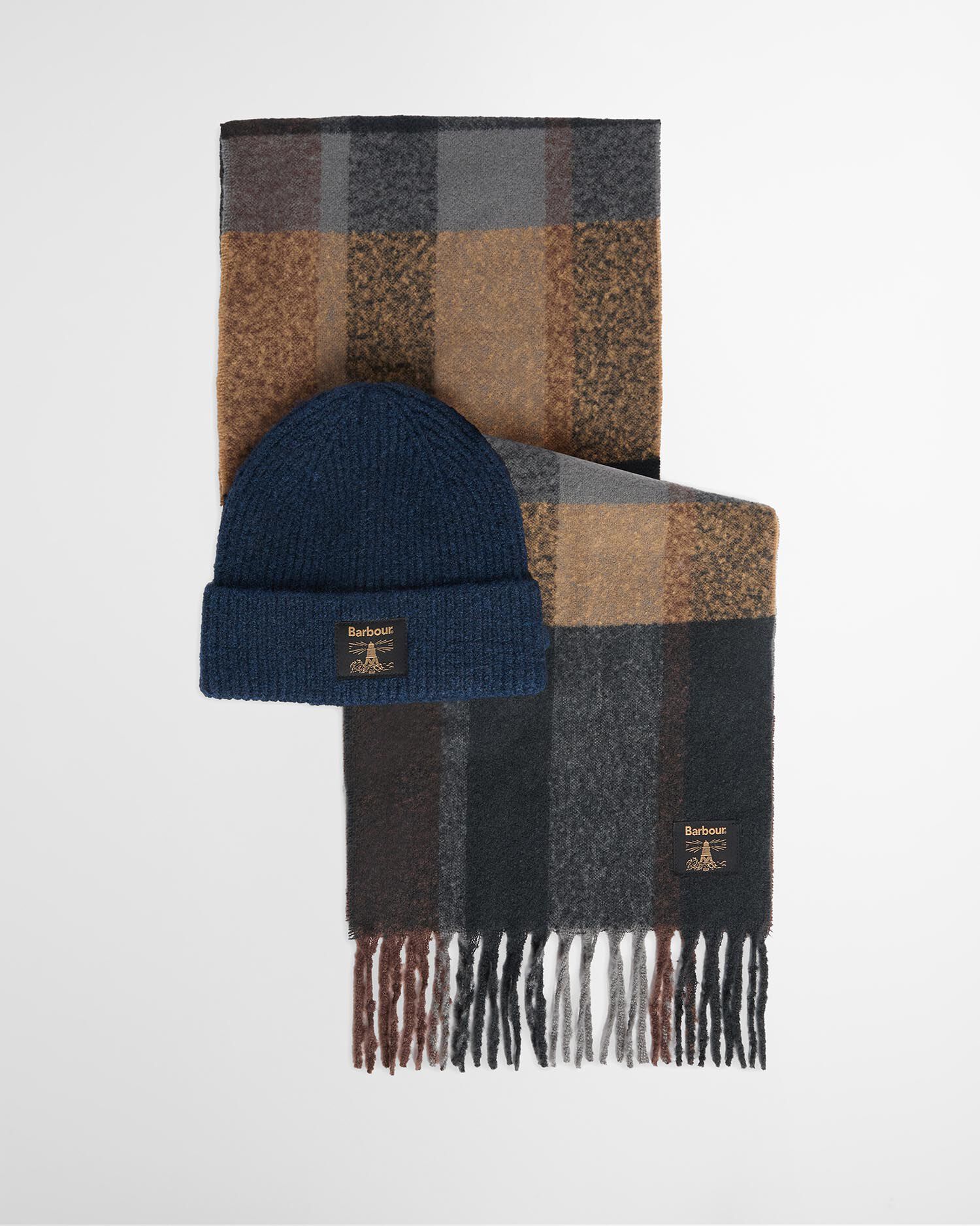 Westerdale Beanie and Scarf Gift Set Navy/Grey