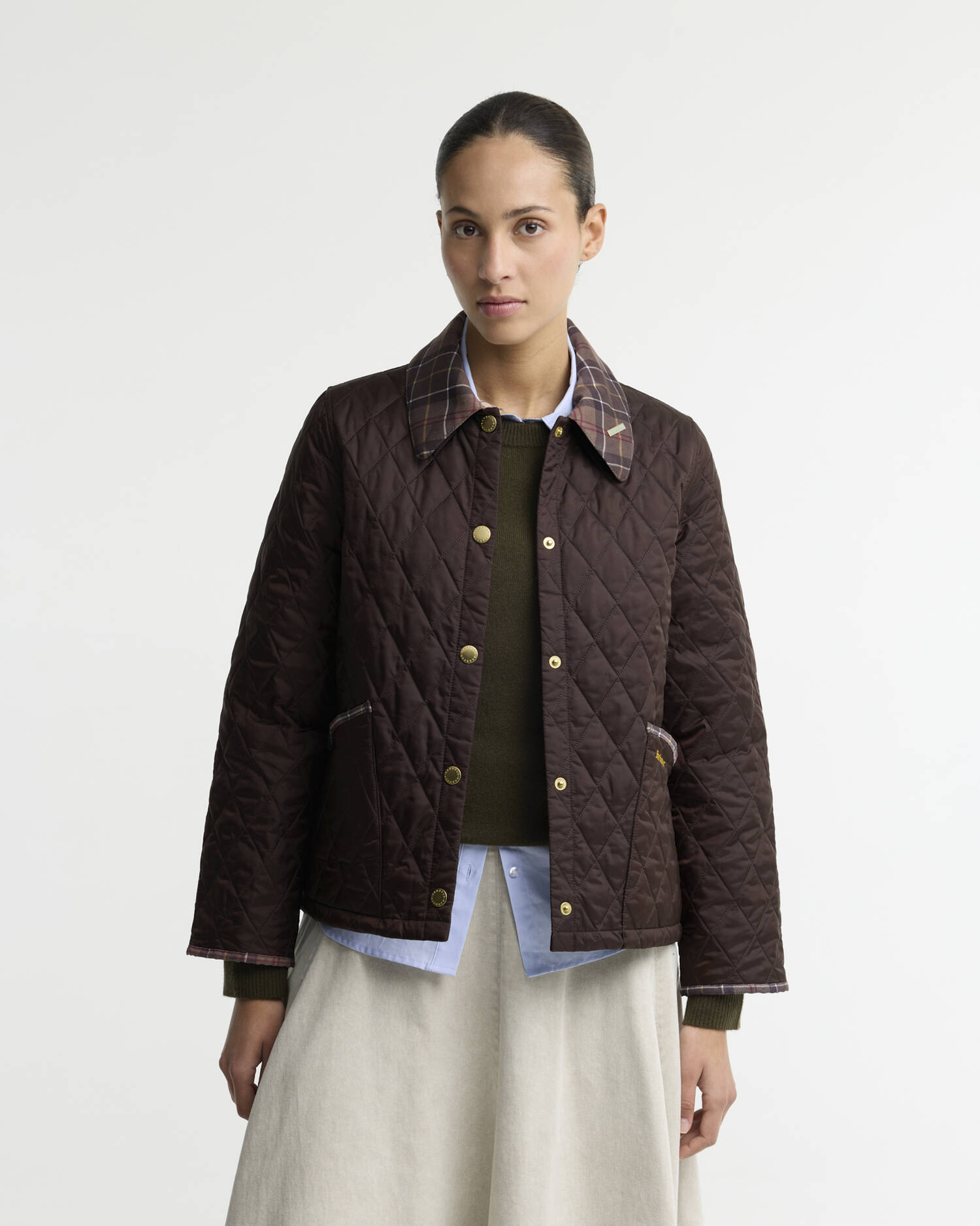 Icons Tartan Collar Cropped Liddesdale Quilted Jacket Rustic/Muted image number 0