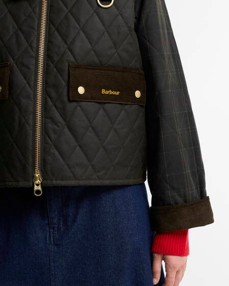 Tartan Reimagined Icons Taran Quilted Spey Waxed Jacket Olive/Classic