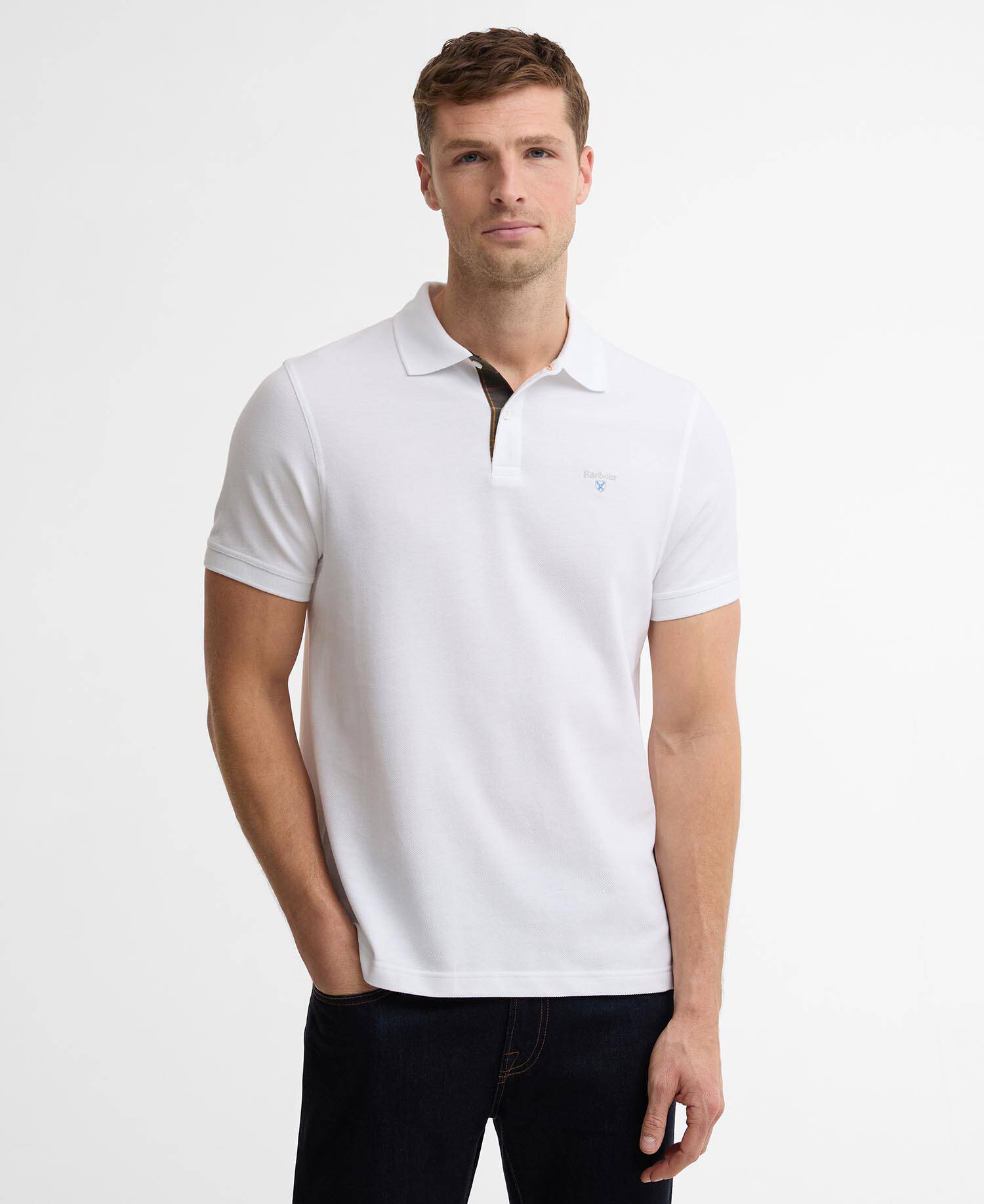 Tartan Pique Polo Shirt White/Classic image number 0