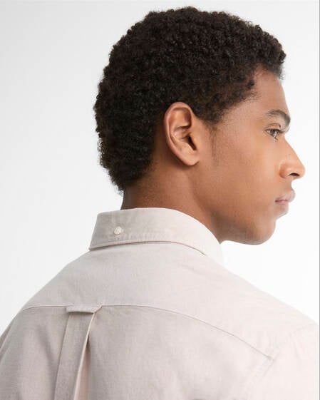 Oxford Striped Authentic-Fit Long-Sleeved Shirt Stone