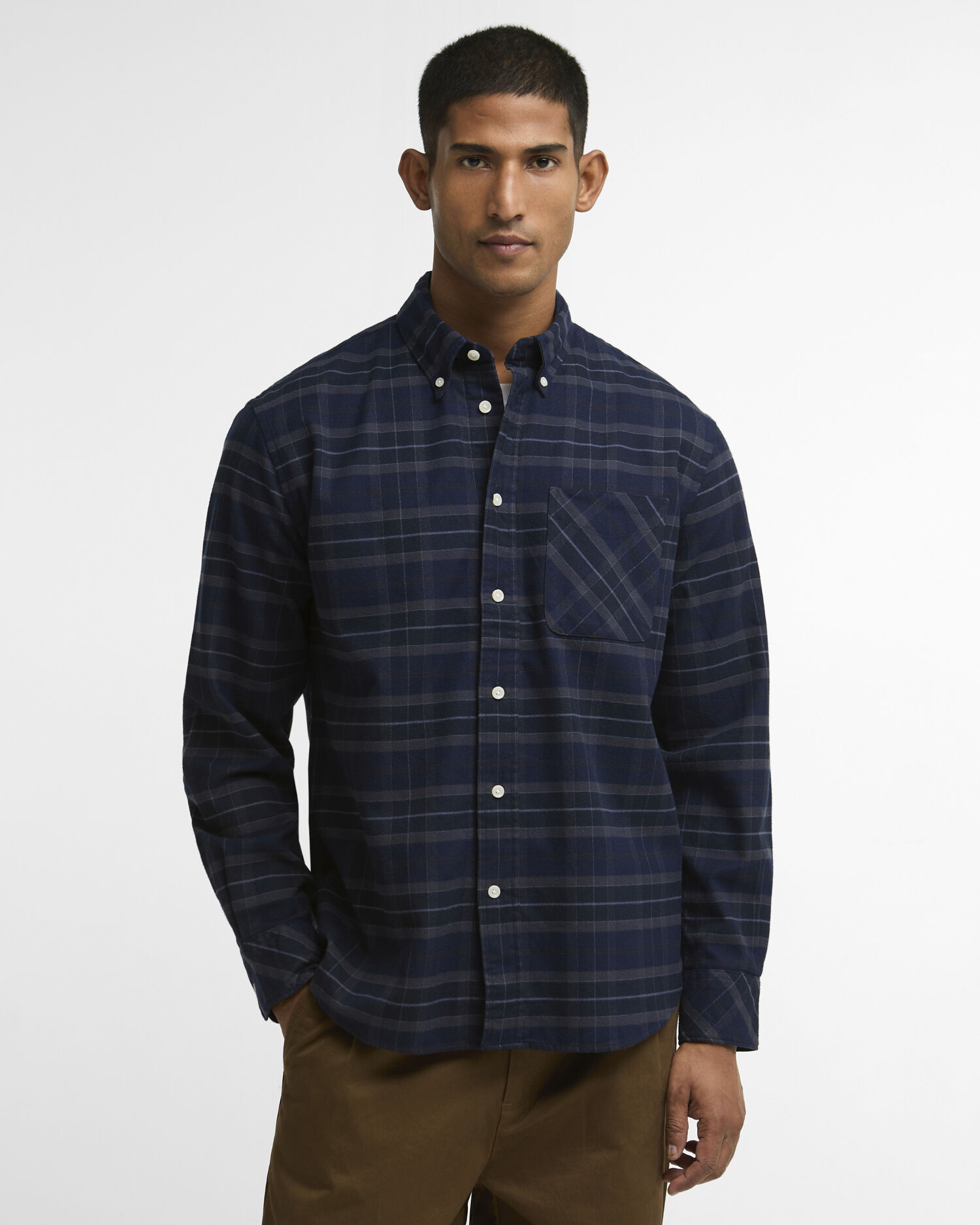 Mineral Tartan Authentic-Fit Long-Sleeved Shirt Midnight Loch