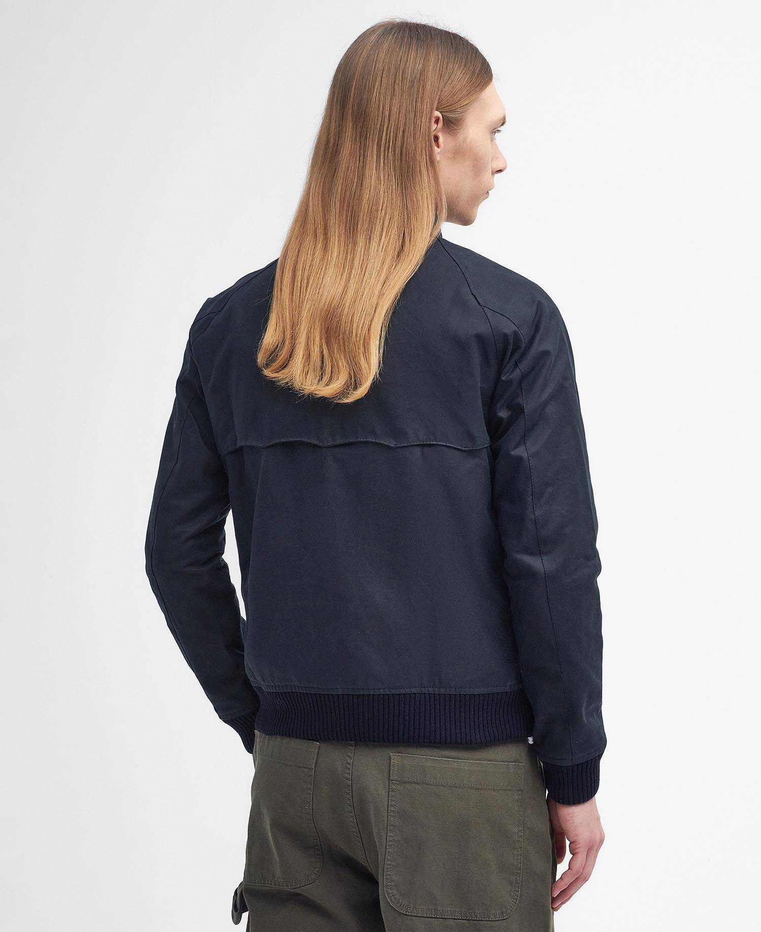 Barbour x Baracuta Porton Waxed Harrington Jacket Navy image number 2