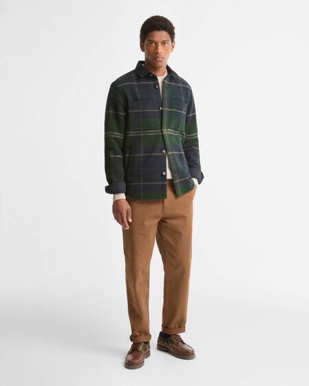 Woodlane Brushed Check Overshirt Green Loch Tartan