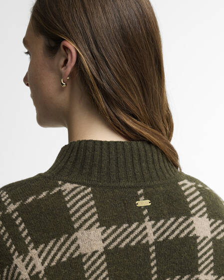 Barbour Wollpullover Delilah Tartan Olive Multi