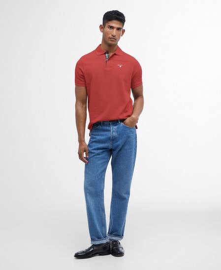 Polo in tartan e piqu&eacute; di cotone 