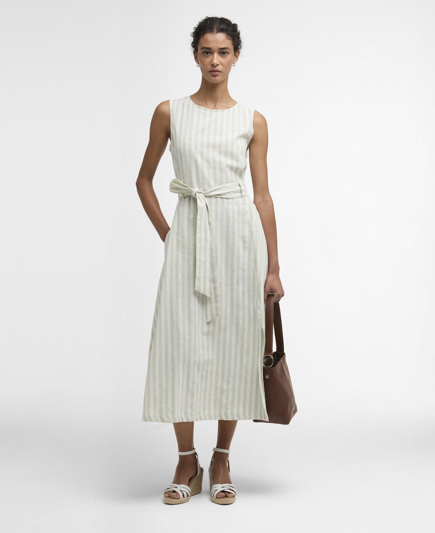 Inez Striped Midi Dress Spearmint Stripe