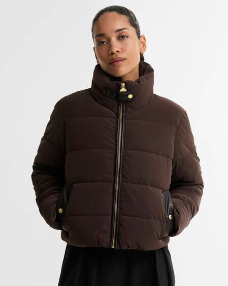 Halina Faux-Velvet Puffer Jacket Truffle