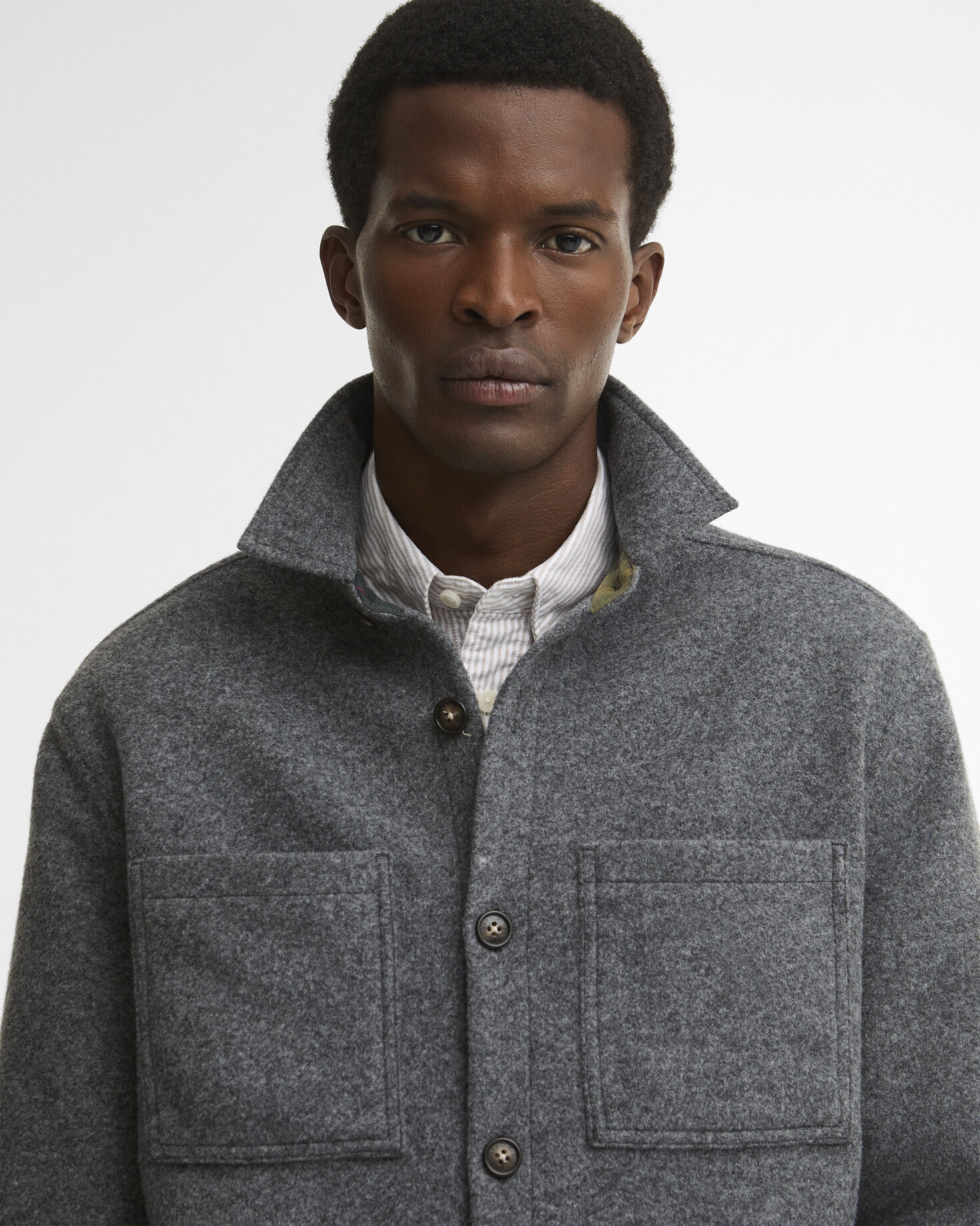 Barbour Overshirt Marltown Tailored aus Woll-Mix Dark Grey Marl